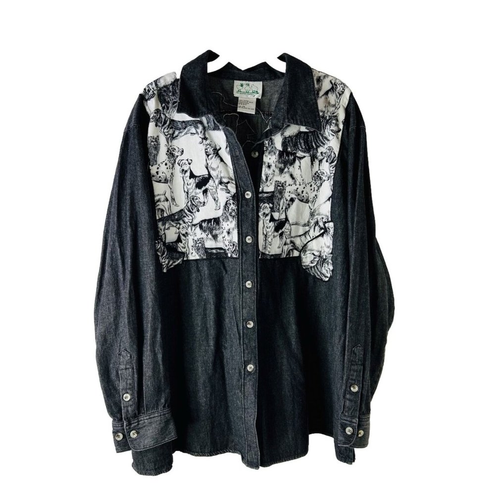 The Quacker Factory Puppy Dog Patchwork Denim But… - image 1